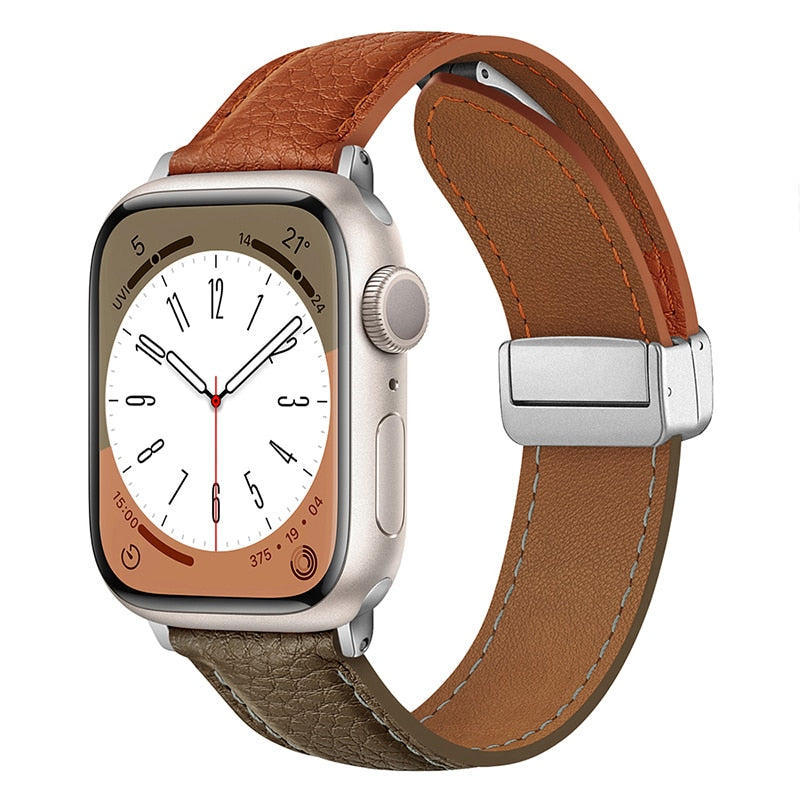 Leather Magnetic Buckle Strap for Apple Watch 8 45mm 41mm Ultra 49mm Geniune Leather Band for iWatch Series 7 6 5 38mm 41mm 40mm ShopOnlyDeal