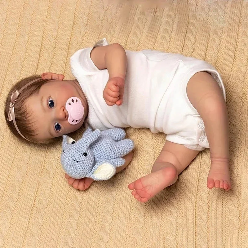 45cm Reborn Baby Doll Felicia Already Finished Doll with Rooted Hair Newborn Baby 3D Skin Visible Veins Real Looking Baby Dolls ShopOnlyDeal