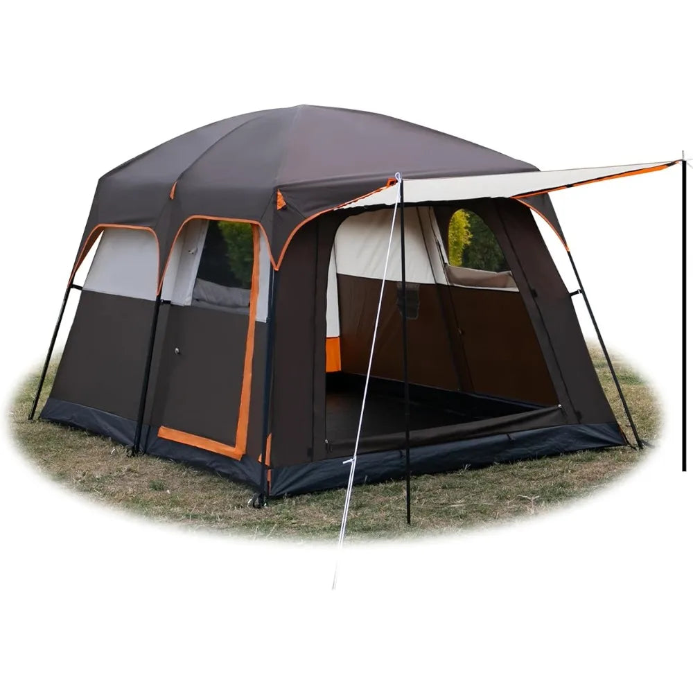 Large Tent 6 Person,Family Cabin Tents,Straight Wall,3 Doors and 3 Windows with Mesh,Waterproof ShopOnlyDeal