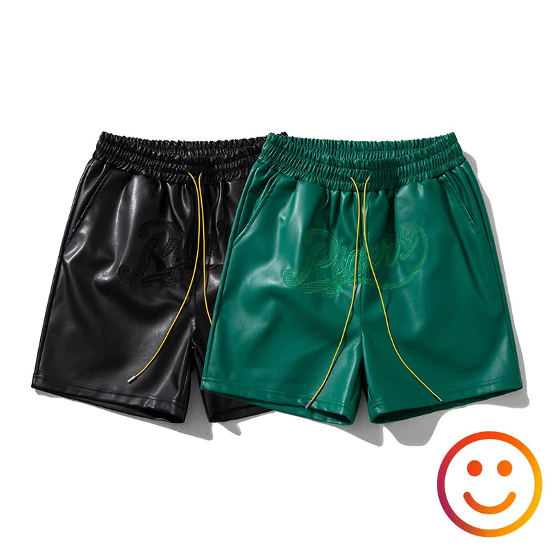 Leather Black Red Green Borad Shorts Pockets 2024 Summer Men Women High Quality Yellow Drawstring Beach Shortpant Breeches ShopOnlyDeal