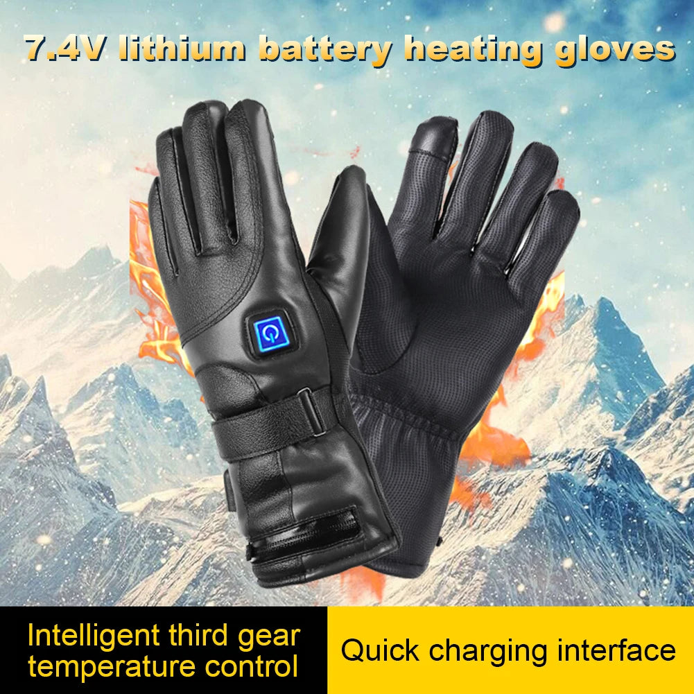 Rechargeable Heated Gloves 3 Temperature Levels Waterproof Electric Winter Gloves Hand Warmer for Outdoor Cycling Skiing Hiking ShopOnlyDeal