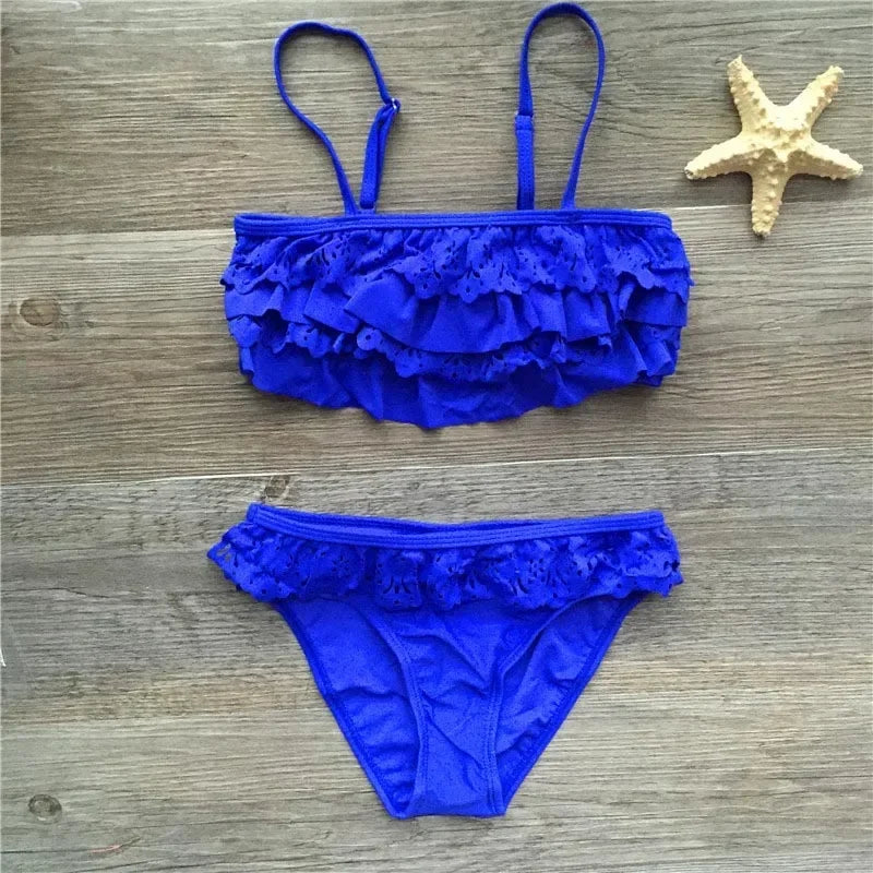 7-16years Children Swimwear Falbala Girls Swimwear Baby Kids Biquini Infantil Swimsuit Bikini Girl 2022 New Summer Bathing Suit ShopOnlyDeal