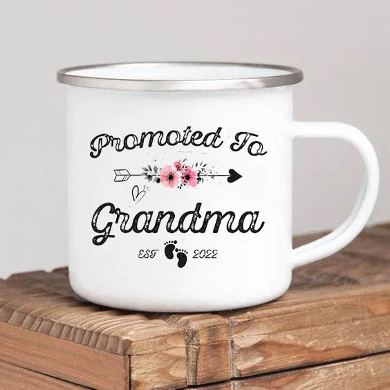 Promoted to Grandpa Mug | Grandfather Coffee Mugs for Pregnancy Announcement | New Baby Family Enamel Cup | Surprise Gift for Grandad ShopOnlyDeal