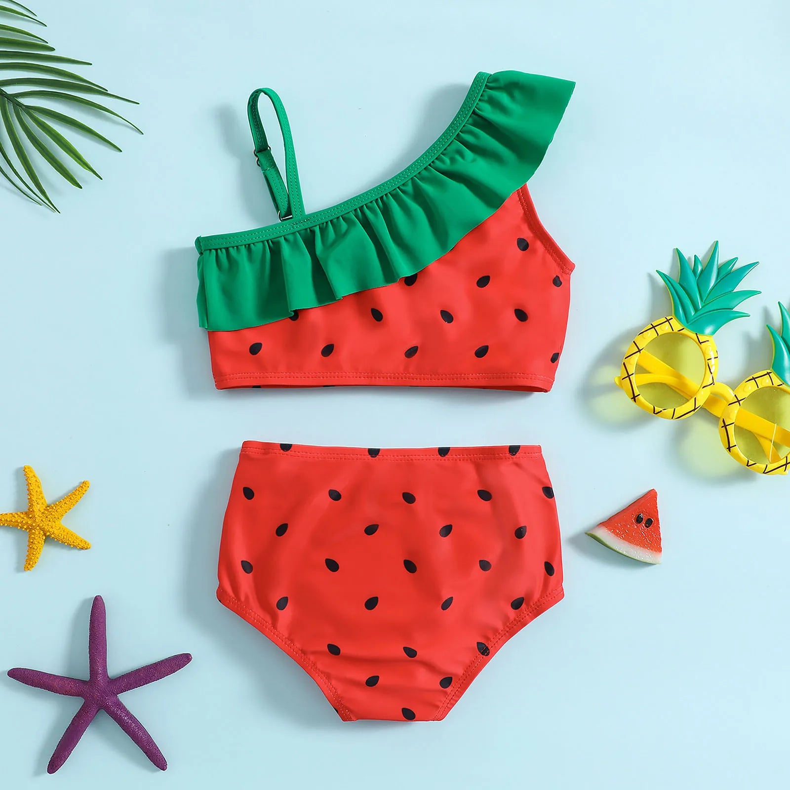 1 2 3 4 5 Years Toddler Kids Baby Girl Swimsuits Cute Watermelon Prints Sleeveless Tops+Shorts Bikini Bathing Suits Beach Wear ShopOnlyDeal