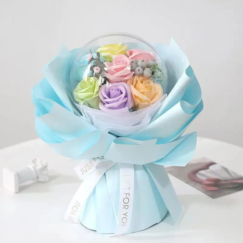 Acrylic Bobo Ball with Artificial Rose Soap Flowers Bouquet | Romantic Gift for Mother's Day, Valentine's Day, Girlfriend's Birthday ShopOnlyDeal