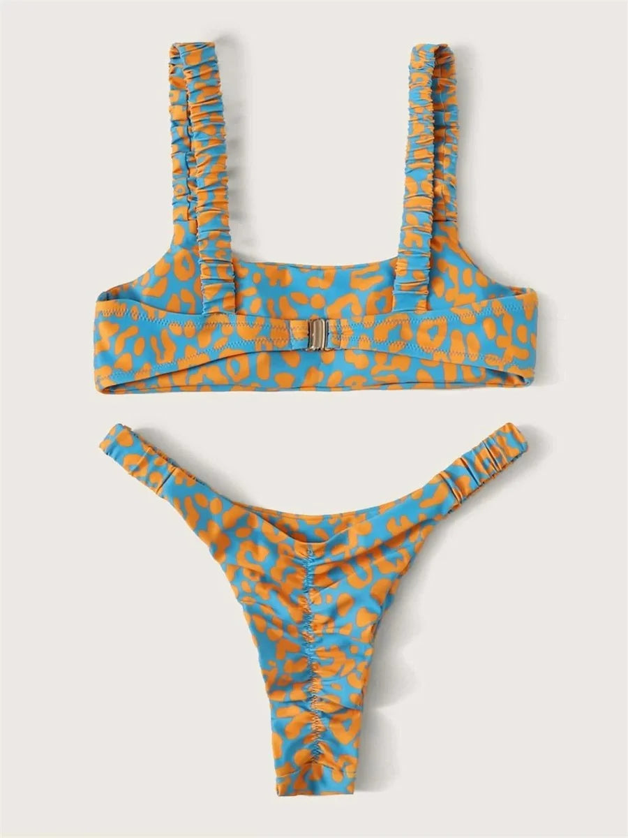 Sexy Micro Bikini 2024 Women Orange Leopard Push Up Padded Thong Swimsuit Female Cut Out Bathing Suit Swimwear Trajes De Baño ShopOnlyDeal