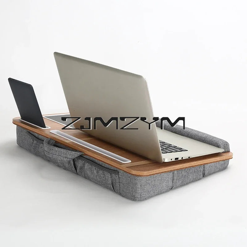 Lap Desk With Pillow Cushion Portable Laptop Desk With Wrist Rest, Mouse Pad, Phone Holder Computer Laptop Stand ShopOnlyDeal