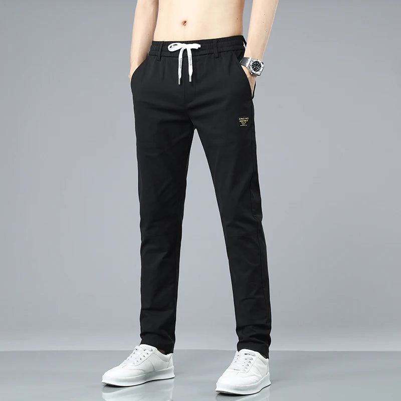 Brand Straight Pants Men Cotton Casual Business Fashion Stretch Comfortable Black Gray ArmyGreen  Blue Trousers Male ShopOnlyDeal