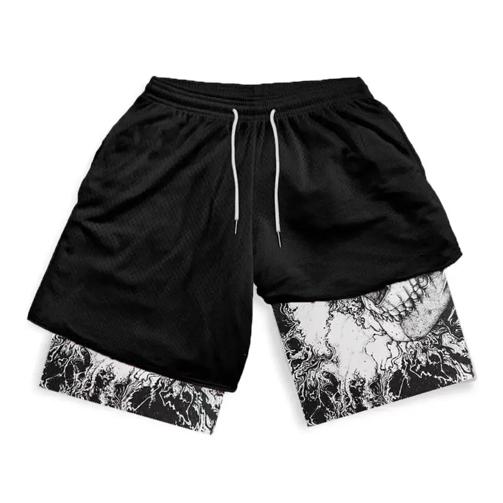 Summer Men's Double Layered Shorts | Anime High Waisted Oversized Breathable Sports Shorts | Training and Fitness Sports Shorts ShopOnlyDeal