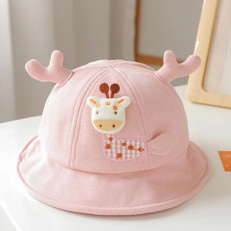 New Baby Bucket Hat With Ears Cute Cartoon Animals Baby Boy Girl Sun Cap Infant Toddler Fisherman Hat ShopOnlyDeal