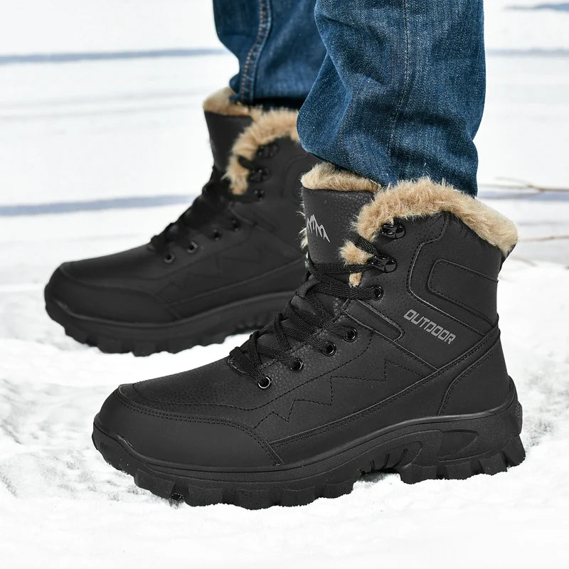 Ultra Warm Men's Winter Snow Boots Hiking Boots High Quality Waterproof Outdoor Leather Sneakers for Men Big Size Cotton Shoes ShopOnlyDeal