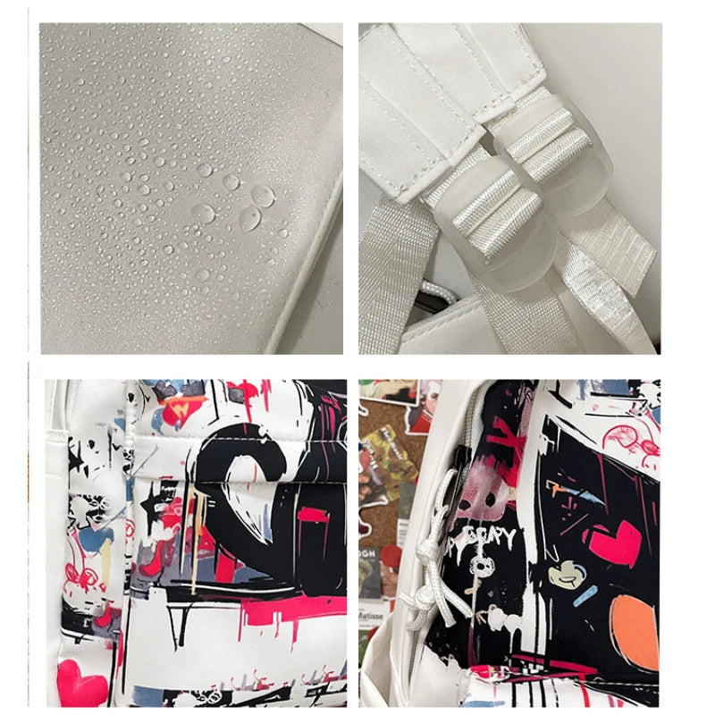 Graffiti Cartoon School Backpack | Designer Laptop Backpack | Travel Bagpack Mochila | Harajuku Style Bag for College Girls ShopOnlyDeal