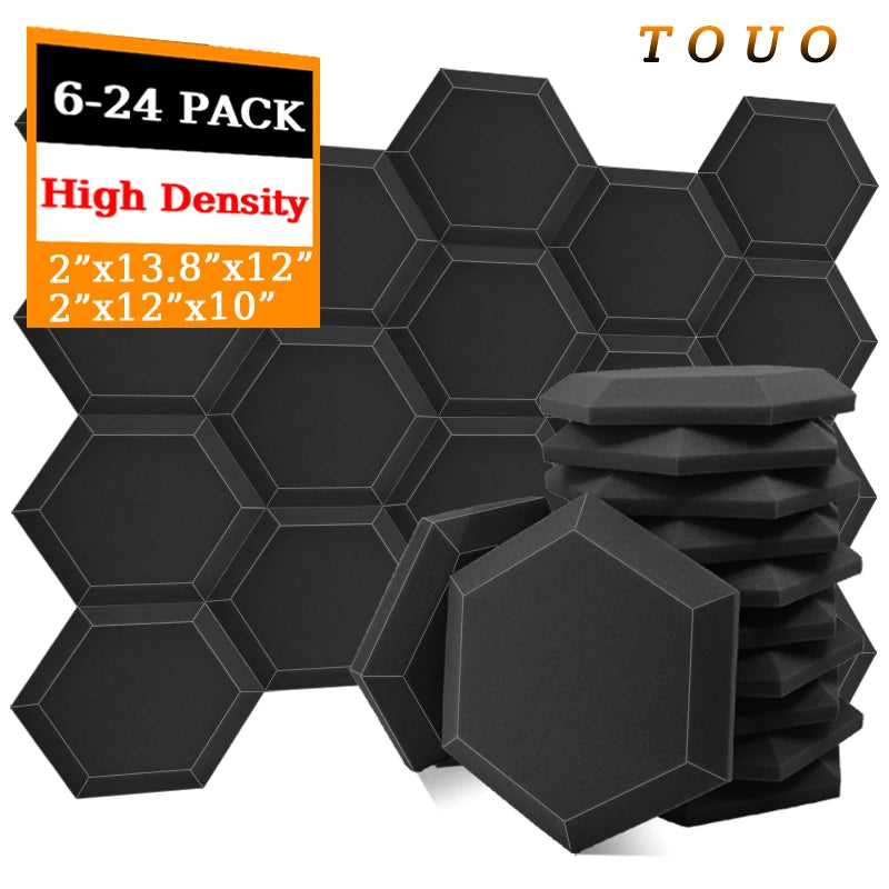 TOUO Hexagonal Acoustic Foam 6/12/24 Pcs Sound Foams Studio Acoustic Treatment High Density Wall Soundproofing Home Decoration ShopOnlyDeal