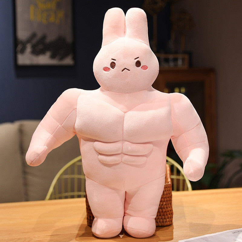 Creative Strong Muscle Rabbit Real Man Plush Toys Humanoid Animal Pillow Stuffed Soft Vent Embrace Toys Cushion for Kids Gift ShopOnlyDeal