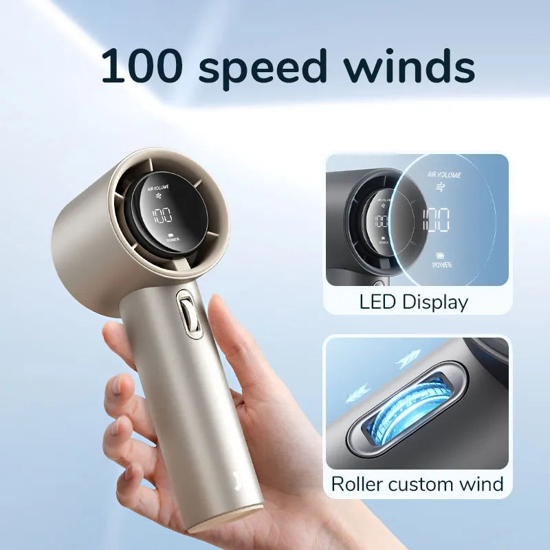 JISULIFE Portable Hand Fan | 100 Wind Speeds | Mini Bladeless Handheld Fan | USB Rechargeable Personal Fan | Electric Eyelash Fan ShopOnlyDeal