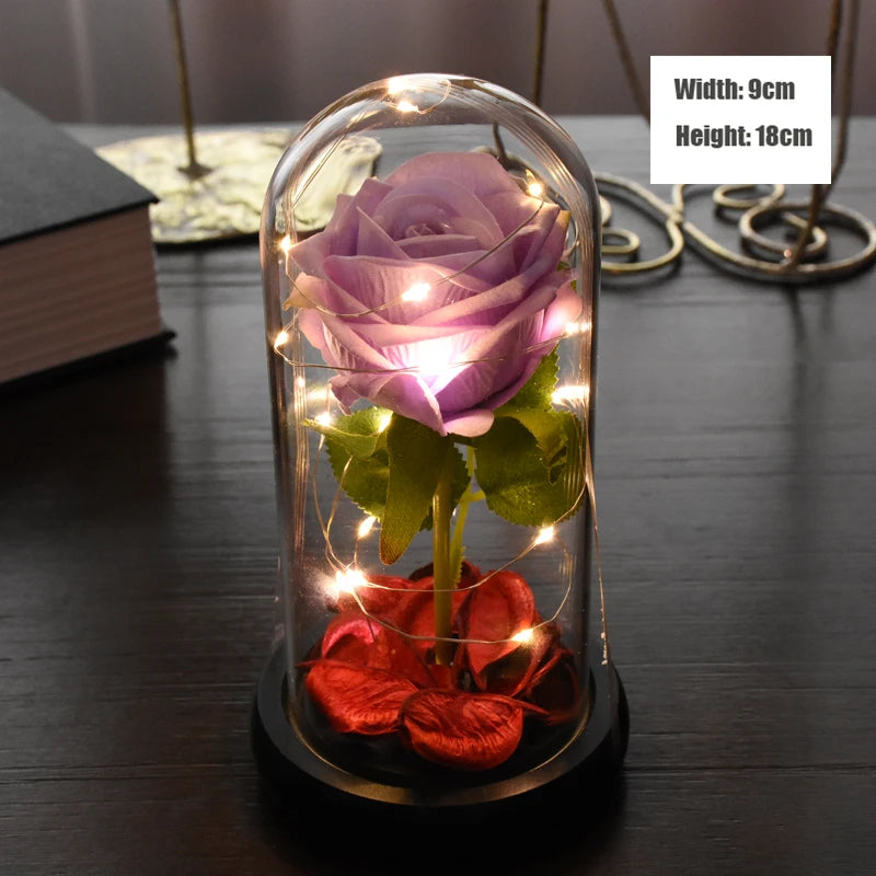 Mothers Day Gift 3 Head Rose LED Eternal Flower Rose Artificial Flower Christmas Wedding Valentine's Day Birthday Gift Home Decor ShopOnlyDeal