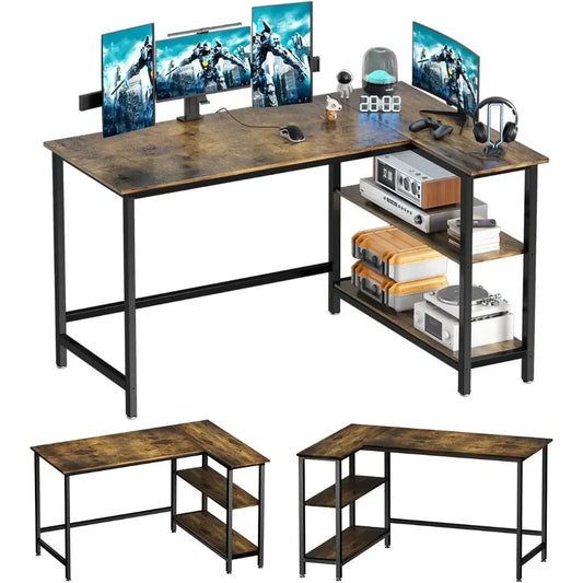 L-Shaped Desk - 39 Inch Home Office Computer Desk with Shelf, Gaming Desk, Corner Table, For Work, Writing, Studying, Save Space ShopOnlyDeal