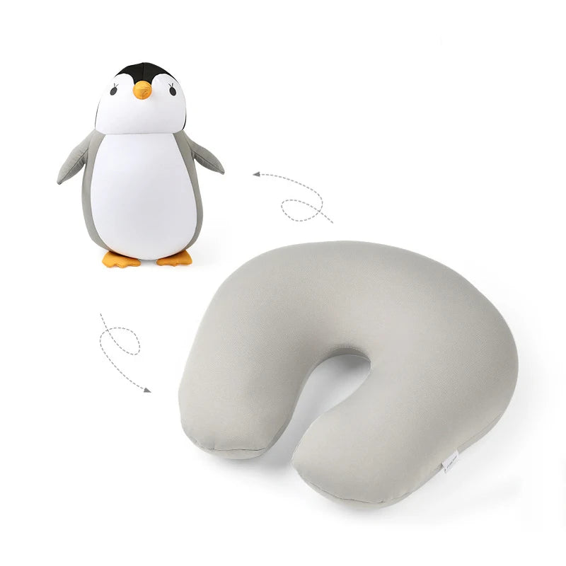 Travel Neck Pillow U-Shaped Plush Pillow Cute Zip and Flip Penguin Deformable Cushion Supports Your Head Neck Chin for Adult ShopOnlyDeal