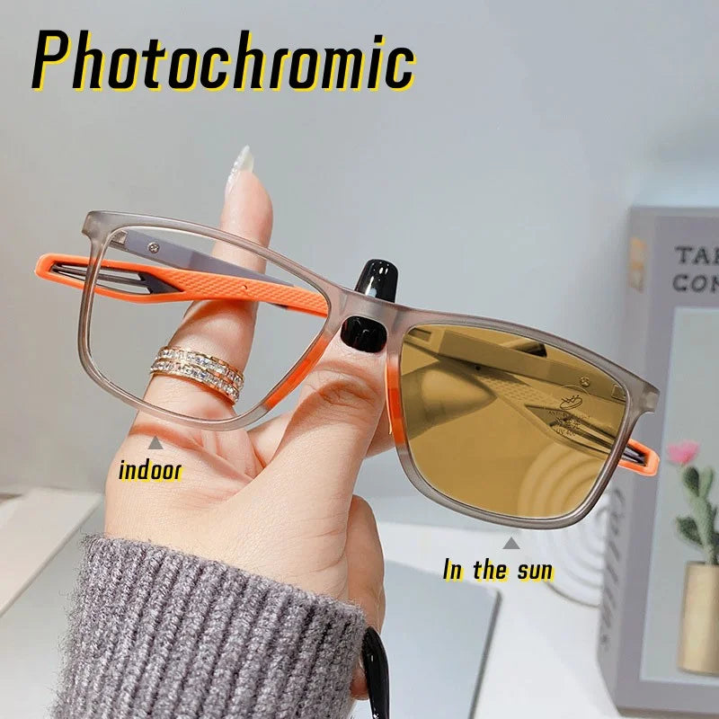 Trendy Intelligent Photochromic Myopia Glasses Men Color Changing Anti-blue Light Eyewear Unisex Optical Eyeglasses 0 To -4.0 ShopOnlyDeal