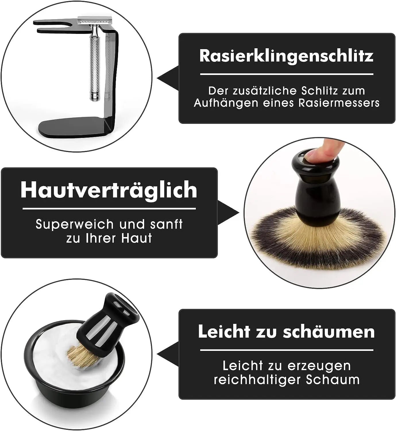 Shaving Brush Set, 3-in-1 Shaving Set with Shaving Brush, Shaving Bowl and Shaving Stand,  Father's Day Men's Shaving Gift Set ShopOnlyDeal