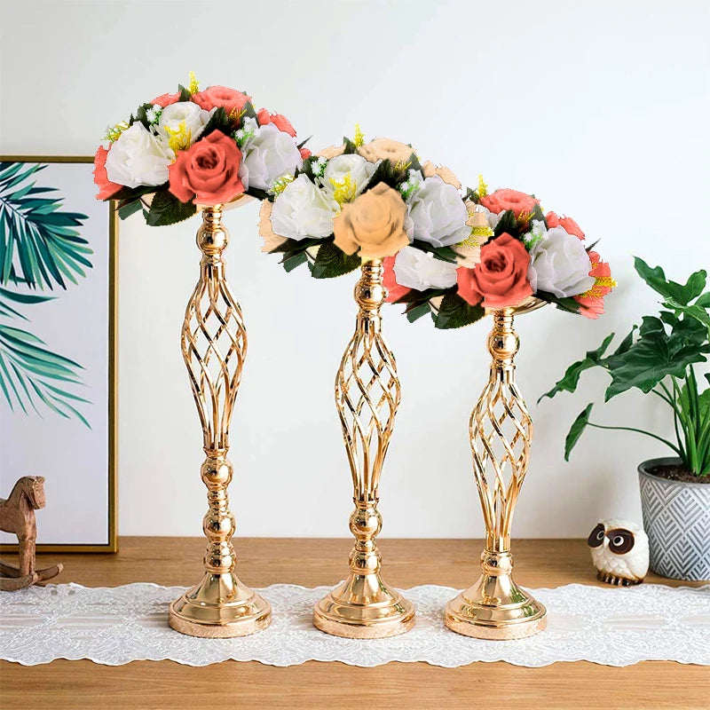 Wedding Centerpieces Flowers Metal Candle Holders Flower Vase Table Stand Party Decor Road Lead Candlestick Home Arrangement ShopOnlyDeal