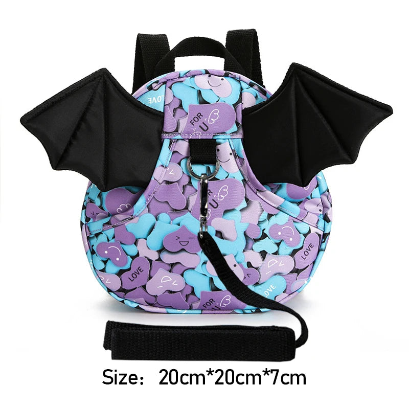 Cute 3D Bat Wings School Bags | Girl Backpack | Anti-lost Mini Cartoon Backpacks | Boy Adjustable Pulling Rope SchoolBag | Gift ShopOnlyDeal