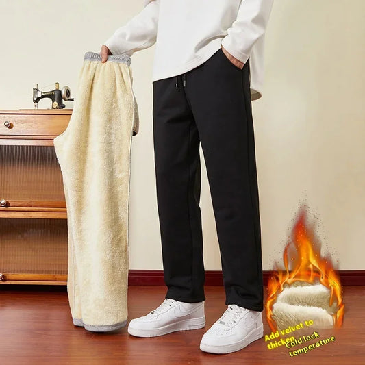 Winter Thick Warm Fleece Pants Men Thermal Long Trousers Men Fitness Drawstring Jogging Sweatpants Gym Running Jogger Sweatpants ShopOnlyDeal