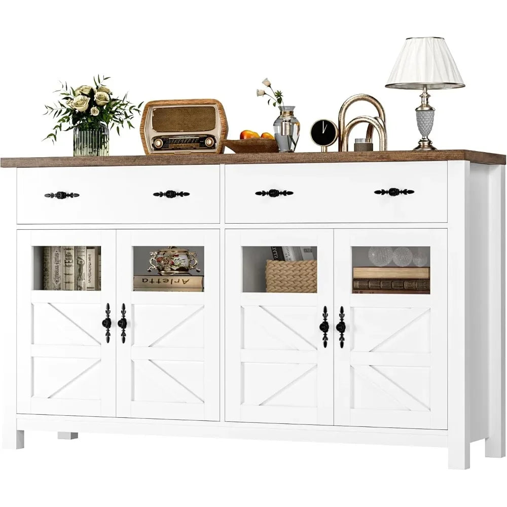 Buffet Cabinet with Storage, Large Sideboard Buffet Cabinet, Farmhouse Sideboard Kitchen Cabinet with Drawers and Doors ShopOnlyDeal