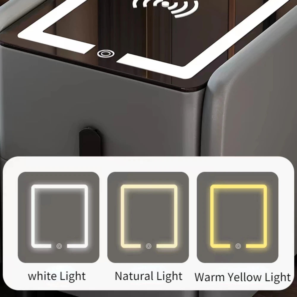 Modern Smart Bedside Table with Wireless USB Charging Minimalism 3 Colors LED Narrow Smart Nightstands for Bedroom Furniture ShopOnlyDeal