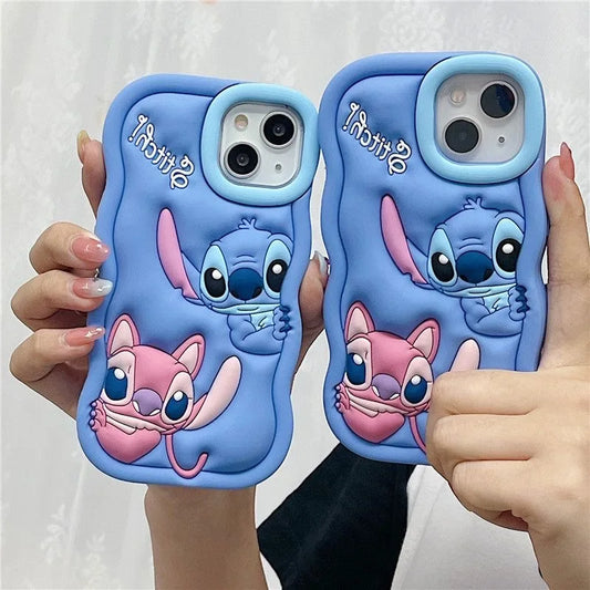 Kawaii Stitch Cartoon Silicon Wave Side Soft Phone Case Cover | For iPhone 15 Pro Max, 14, 13, 12 Mini, 11 Pro, 7, 8 Plus, 6, 6S, 5, 5S, SE ShopOnlyDeal