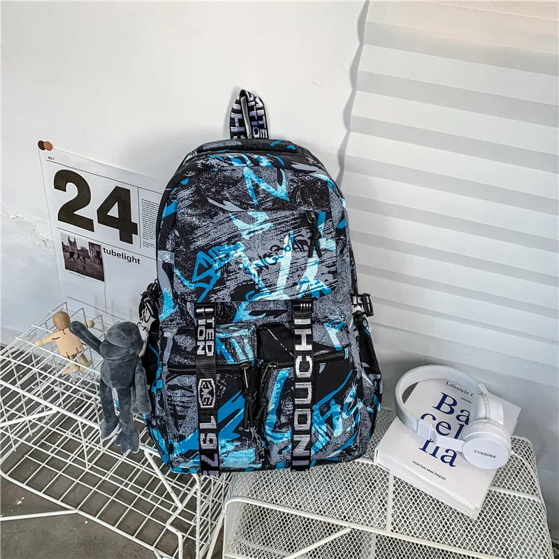 Men's Women's Casual Travel Large Capacity Graffiti Oxford Cloth Material Breathable Wear Resistant Water Repellent Backpack ShopOnlyDeal