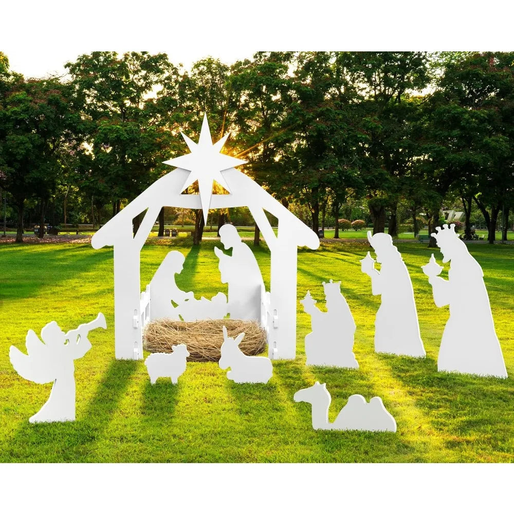 Large Nativity Scene Outdoor, Weather-Resistant Nativity Set Angel Camel Three Kings Wisemen Christmas Holy Family Christmas Dec ShopOnlyDeal