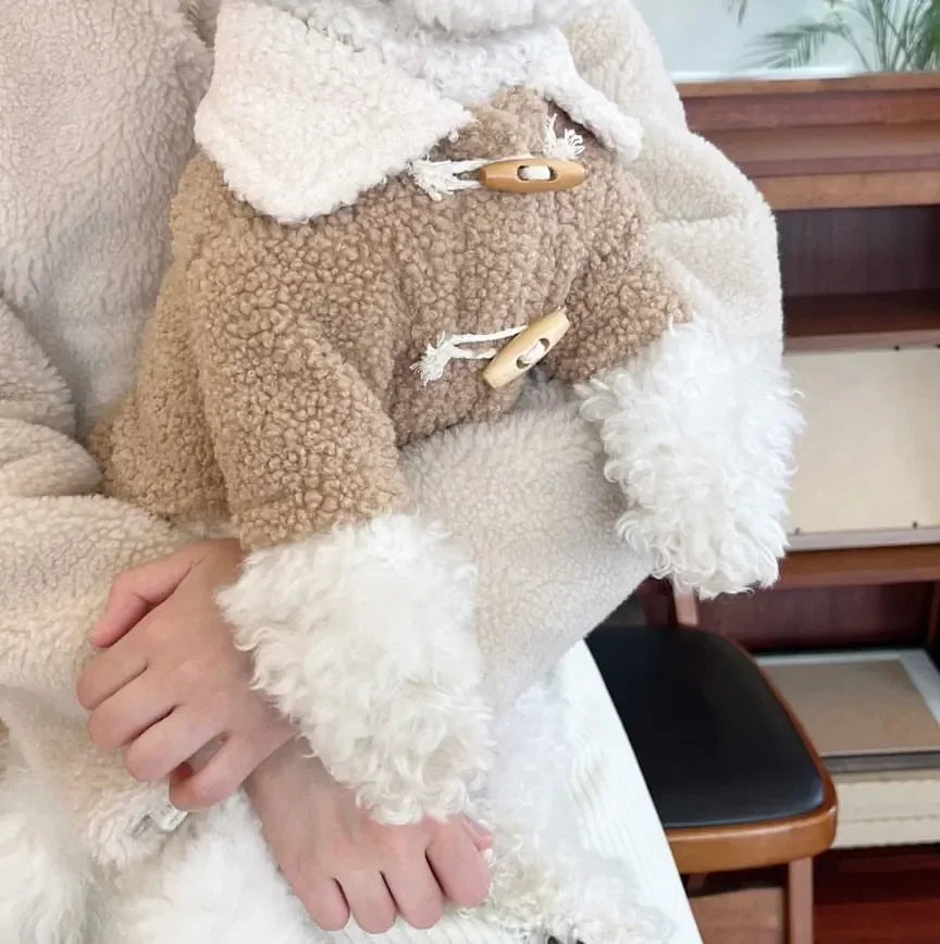 Autumn Winter Thickened Warm Coat Dog Cat Buckle Shake Fleece Coat Teddy Yorkshire Small Puppy Dog Horn Buckle Coat Clothes ShopOnlyDeal