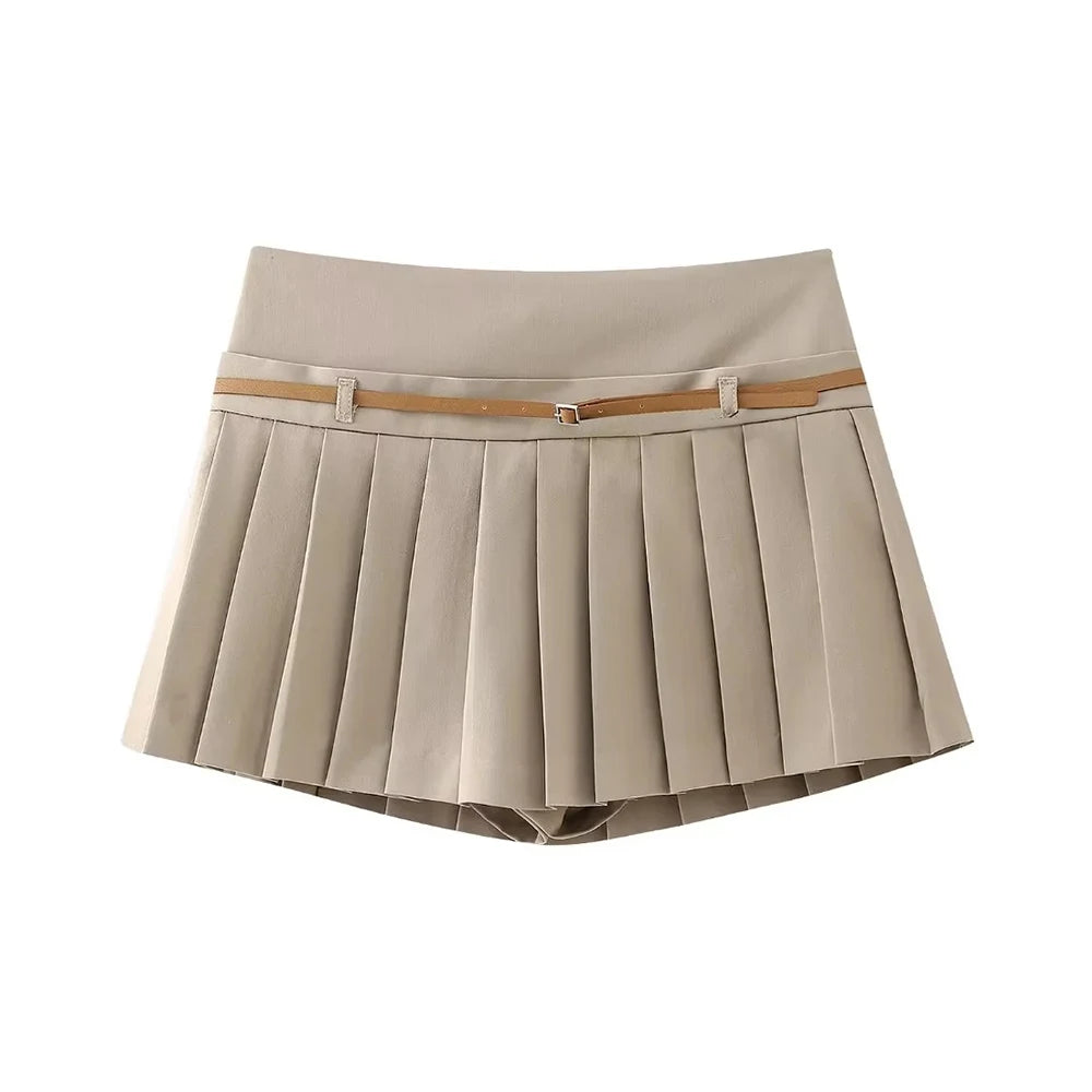 Pleated Shorts Skirts for Women | Side Zipper | Mid Waist | Female Skort | Fashion ShopOnlyDeal