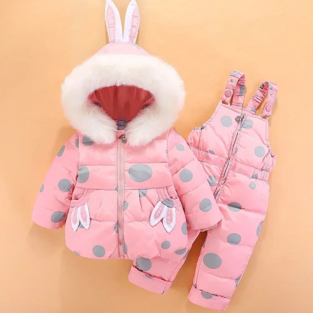 Winter Children`s Clothing Set 2Pcs Girl Down Jacket 2023 New Baby Snowsuit Clothes Overalls for kids Toddler Jumpsuit Coat 1-4Y ShopOnlyDeal