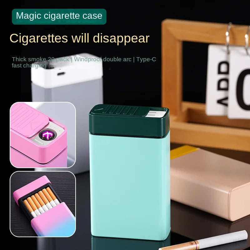 Creative Magic Cigarette Box with Dual Arc USB Pulse Lighter | Coarse Cigarette 20 Pack | Disappearing Toy Cigarette Box ShopOnlyDeal