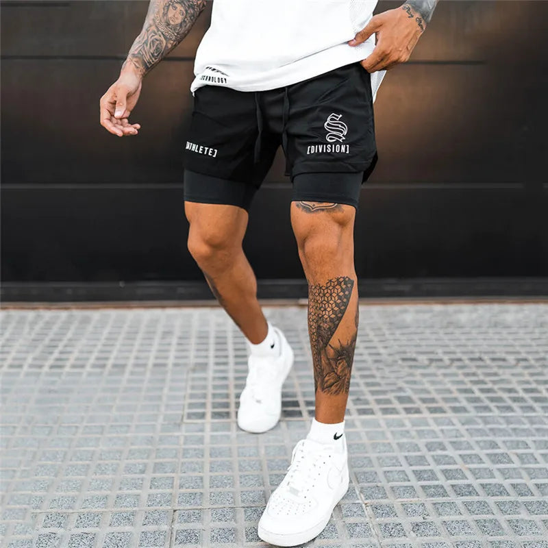 NEW 2 IN 1 Sport Running Casual Breathable Shorts Men Double-deck Jogging Quick Dry GYM Shorts Fitness Workout Men Shorts ShopOnlyDeal