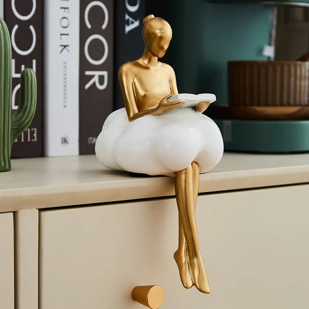 Cloud Girl Sculpture Abstract Art Figure Statue Modern Table Decoration Home Luxury Room Decor Aesthetic Design Figurine Crafts ShopOnlyDeal