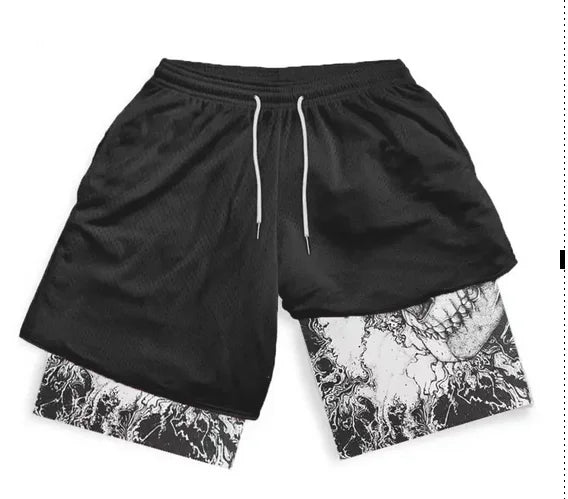 Summer Men's Double Layered Shorts | Anime High Waisted Oversized Breathable Sports Shorts | Training and Fitness Sports Shorts ShopOnlyDeal