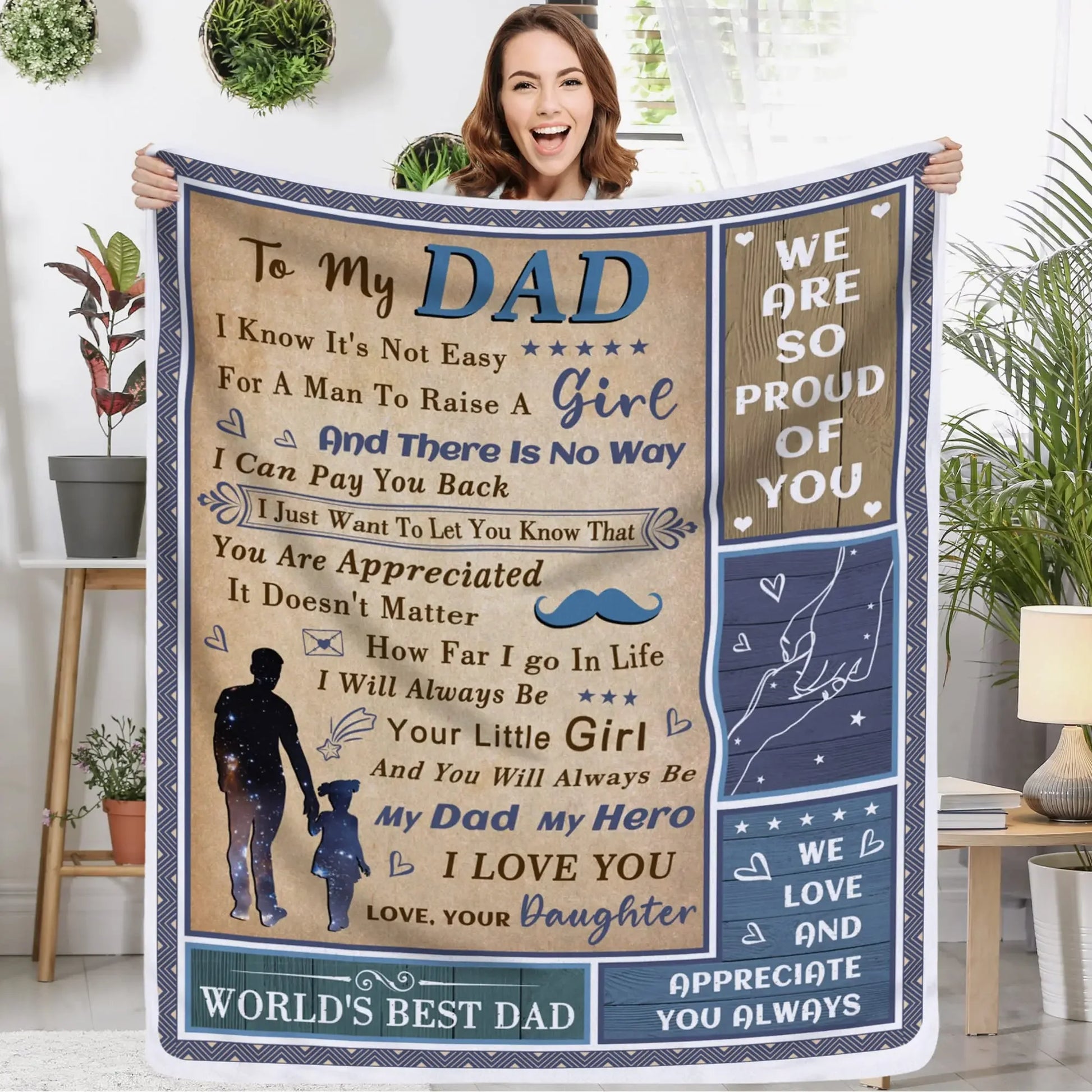 Dad Blanket | The Best Dad Throw Blanket | Soft and Warm Gift for Father, Daddy, Papa, Pappy, Grandpa | Perfect for Father’s Day, Birthday, Christmas ShopOnlyDeal