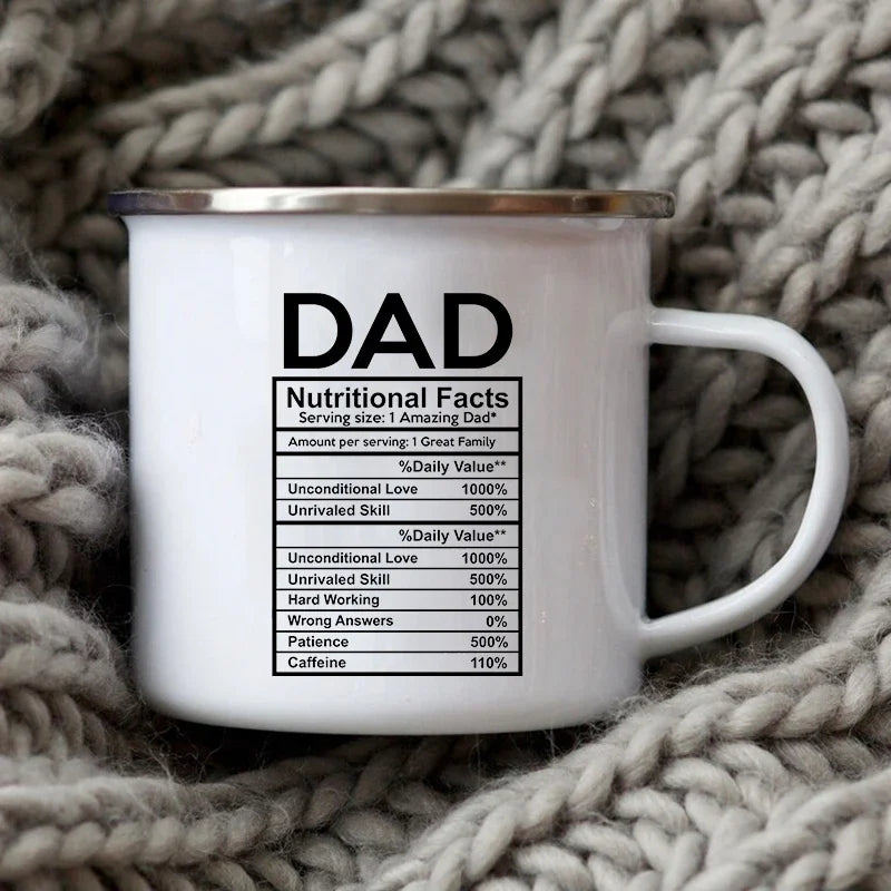 Dad Nutritional Facts Coffee Mug Enamel Cup for Papa Daddy Stepdad Father’s Day Gift Best Dad Ever Cups Dad Gifts From Kids ShopOnlyDeal