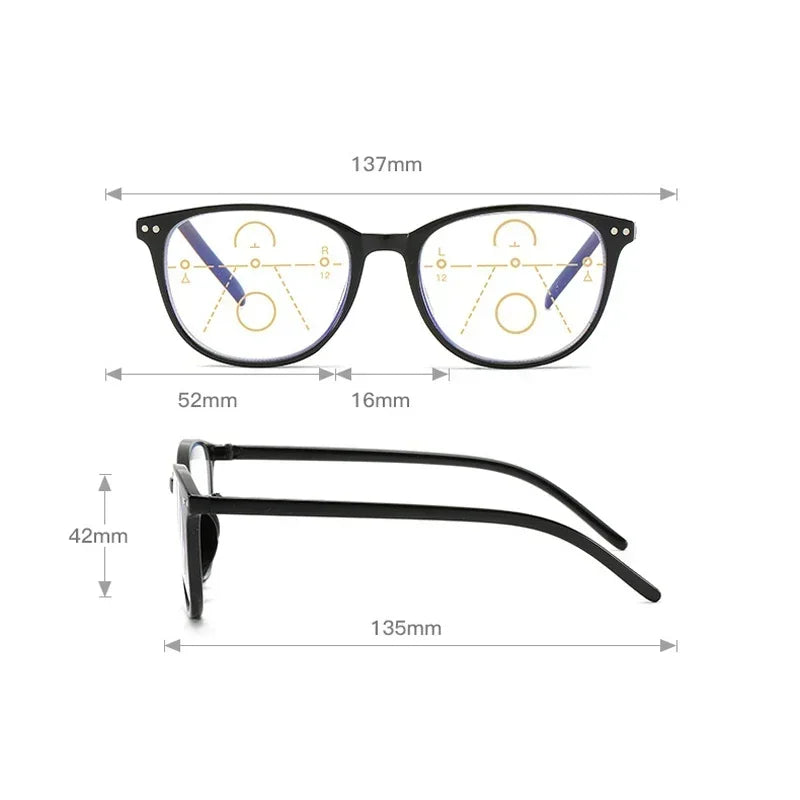 Retro Progressive Multifocal Reading Glasses Women Big Frame Anti Blue Rays Eye Protection Presbyopic Eyewear+1.0 To +4.0 очки ShopOnlyDeal