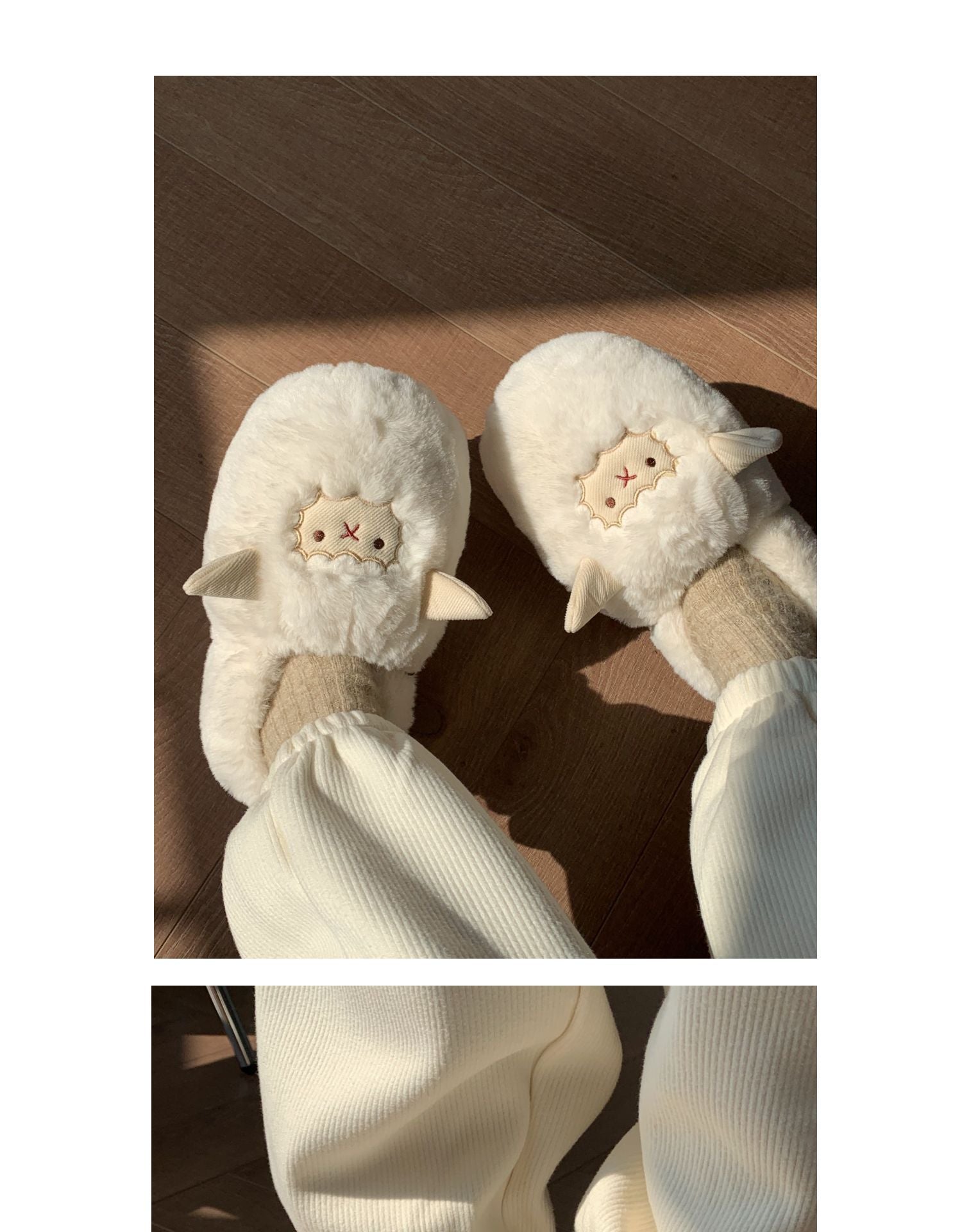 Shevalues Cute Lamb Cotton Slippers Women Fashion Indoor Furry Plush Slippers Female Winter Bedroom Warm Fluffy Cozy Home Shoes ShopOnlyDeal