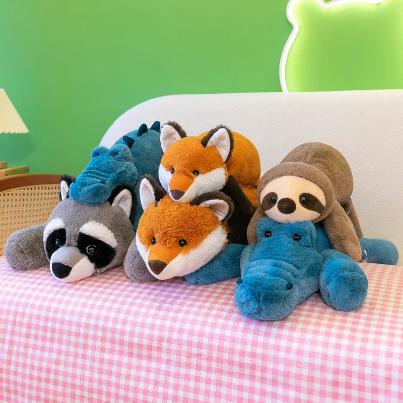 Crouching Sloth Plush Toy Fox Small Raccoon Crocodile Doll Pillow Kids Birthday Christmas Gift Stitch Kawaii Stuffed Animal ShopOnlyDeal