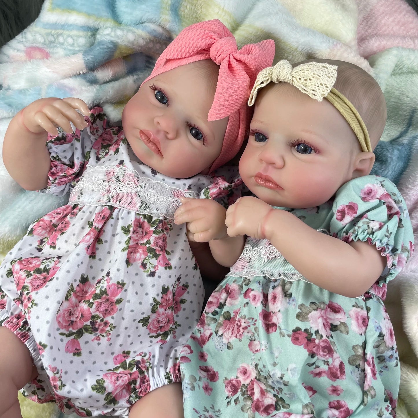 MRB 50CM LouLou Awake Twins Girl Reborn Baby Dolls Lifelike Silicone Vinyl Newborn 3D Skin Visible Veins DIY Toys For Girls ShopOnlyDeal