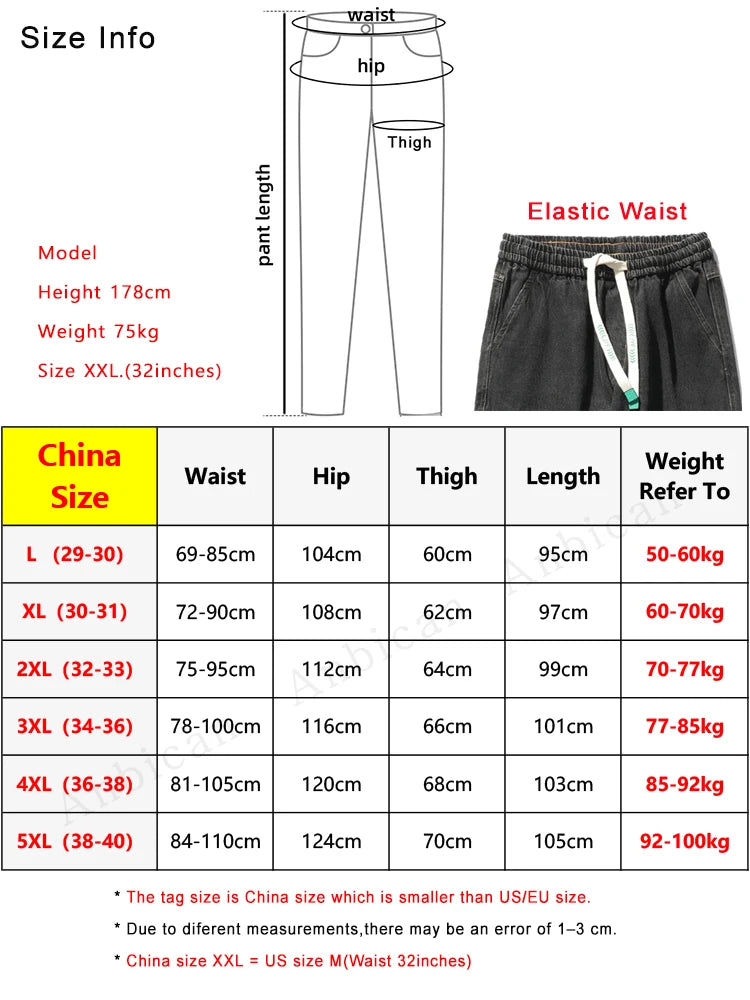 Winter Thick Warm Jeans Men Fleece Liner Drawstring Black Joggers Denim Cargo Pants Male Cotton Casual Thermal Trousers 8XL ShopOnlyDeal