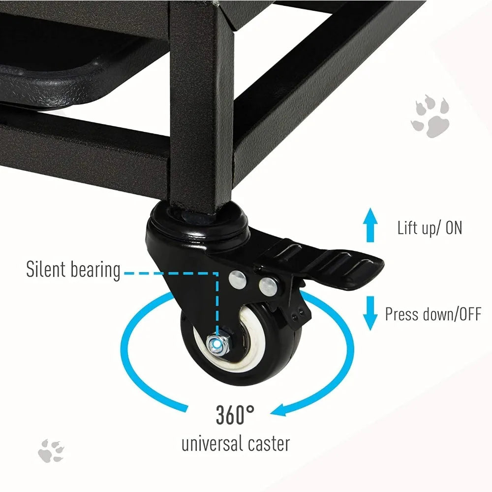 Heavy Duty Dog Crate Cage Kennel, Roof Large Strong Metal Playpen for Large Medium Dogs, 45''/Black ShopOnlyDeal