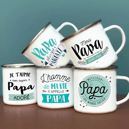 Best Dad In The World French Print Enamel Mug Outdoor Water Cup Drink Milk Coffee Cups Camping Mug Festive Birthday Gift for Dad ShopOnlyDeal