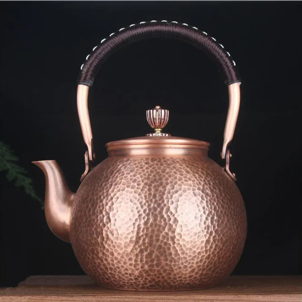 Antique Copper Kettle Handmade Hammer Pattern | Thickened Red Copper Teapot for Health Tea Set Crafts | Uncoated Durable Teapot for Elegant Brewing Alo Trendy ShopOnlyDeal