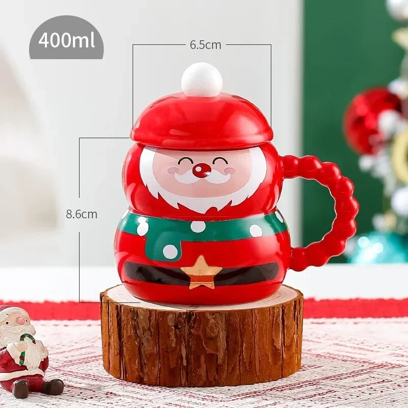 Christmas Ceramic Cup Large Capacity Mug with Cover Spoon Santa Claus Gift Cup Creative Xmas Gift Office Home Milk Coffee Cup ShopOnlyDeal